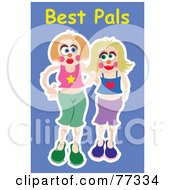Royalty Free RF Clipart Illustration Of Two Happy Young Ladies Smiling Over Blue