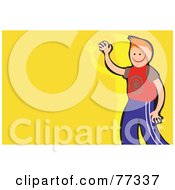Royalty Free RF Clipart Illustration Of A Waving Boy Over Yellow by Prawny