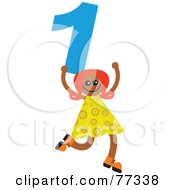 Royalty Free RF Clipart Illustration Of A Number Kid Girl Holding 1 by Prawny