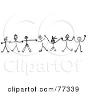 Poster, Art Print Of Chain Of Black And White Kids Holding Hands