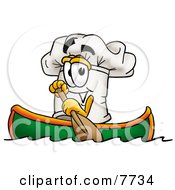 Chefs Hat Mascot Cartoon Character Rowing A Boat