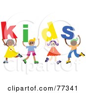 Poster, Art Print Of Group Of Diverse Children Spelling Kids