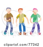 Royalty Free RF Clipart Illustration Of A Group Of Three Boys In Casual Clothes