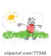 Poster, Art Print Of Stick Boy Standing In Grass On A Sunny Day