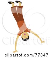 Royalty Free RF Clipart Illustration Of A Happy Boy Doing A Cartwheel