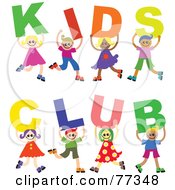Poster, Art Print Of Group Of Diverse Children Spelling Kids Club