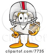 Chefs Hat Mascot Cartoon Character In A Helmet Holding A Football