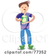 Poster, Art Print Of Hungry Boy Eating A Bag Of Chips Or Crisps