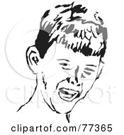 Royalty Free RF Clipart Illustration Of A Black And White Boy Face Laughing