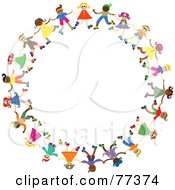 Poster, Art Print Of Diverse Circle Of Happy Children Holding Hands