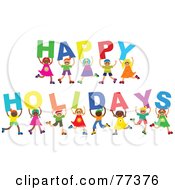 Royalty Free RF Clipart Illustration Of A Diverse Group Of Children Spelling Out Happy Easter