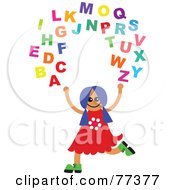 Happy Girl Juggling The Alphabet