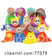Poster, Art Print Of Posing Group Of Happy Diverse Children Smiling