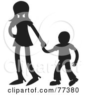 Poster, Art Print Of Silhouetted Sister Holding Hands With Her Little Brother