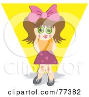 Poster, Art Print Of Shy Brunette Girl In The Spot Light