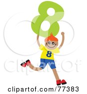 Poster, Art Print Of Number Kid Boy Holding 8