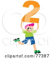Poster, Art Print Of Number Kid Boy Holding 2