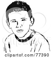 Royalty Free RF Clipart Illustration Of A Black And White Boy Face