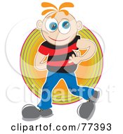 Royalty Free RF Clipart Illustration Of A Little Boy Walking With One Hand Behind His Back