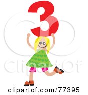 Poster, Art Print Of Number Kid Girl Holding 3