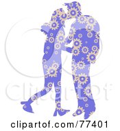 Poster, Art Print Of Silhouetted Patterned Couple Kissing - Purple Floral