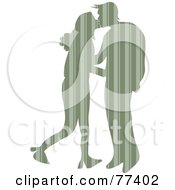 Royalty Free RF Clipart Illustration Of A Silhouetted Patterned Couple Kissing Vertical Stripes
