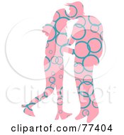 Royalty Free RF Clipart Illustration Of A Silhouetted Patterned Couple Kissing Bubbles by Prawny