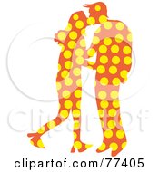 Royalty Free RF Clipart Illustration Of A Silhouetted Patterned Couple Kissing Dots by Prawny