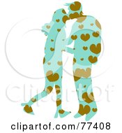 Royalty Free RF Clipart Illustration Of A Silhouetted Patterned Couple Kissing Hearts by Prawny