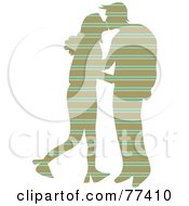 Poster, Art Print Of Silhouetted Patterned Couple Kissing - Stripes
