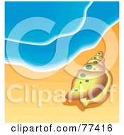 Royalty Free RF Clipart Illustration Of A Yellow Shell In The Sand At The Waters Edge