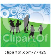Royalty Free RF Clipart Illustration Of A Dad And His Four Children Walking Up A Hill