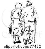 Poster, Art Print Of Black And White Senior Couple Arm In Arm Walking Away