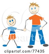 Royalty Free RF Clipart Illustration Of A Stick Father And Son Holding Hands