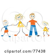 Poster, Art Print Of Stick Family Of Four Holding Hands