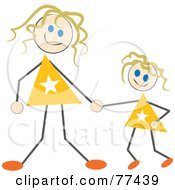 Poster, Art Print Of Stick Mom And Daughter Holding Hands