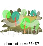 Poster, Art Print Of Forest Of Colorful Green Trees