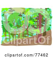 Royalty Free RF Clipart Illustration Of A Forest Of Tall Slender Trees