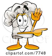 Chefs Hat Mascot Cartoon Character Waving And Pointing