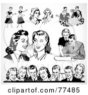 Royalty Free RF Clipart Illustration Of A Digital Collage Of Retro Black And White Men And Women by BestVector #COLLC77485-0144