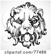 Poster, Art Print Of Black And White Lion Head