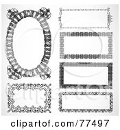 Royalty Free RF Clipart Illustration Of A Digital Collage Of Frame Design Elements Black And White Version 5