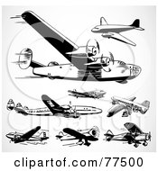 Poster, Art Print Of Digital Collage Of Black And White Retro Planes