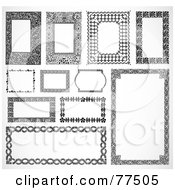 Royalty Free RF Clipart Illustration Of A Digital Collage Of Frame Design Elements Black And White Version 8