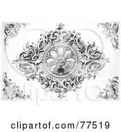 Royalty Free RF Clipart Illustration Of A Digital Collage Of Carved Floral Wood Design Elements