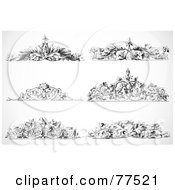 Poster, Art Print Of Digital Collage Of Ornamental Black And White Vine Headers