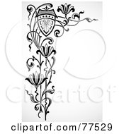 Poster, Art Print Of Black And White Left Floral Edge Border