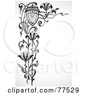 Royalty Free RF Clipart Illustration Of A Black And White Left Floral Edge Border