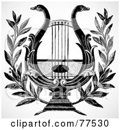 Poster, Art Print Of Black And White Swan Lyre Or Harp