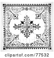 Royalty Free RF Clipart Illustration Of A Digital Collage Of Black And White Floral Design Tile Element